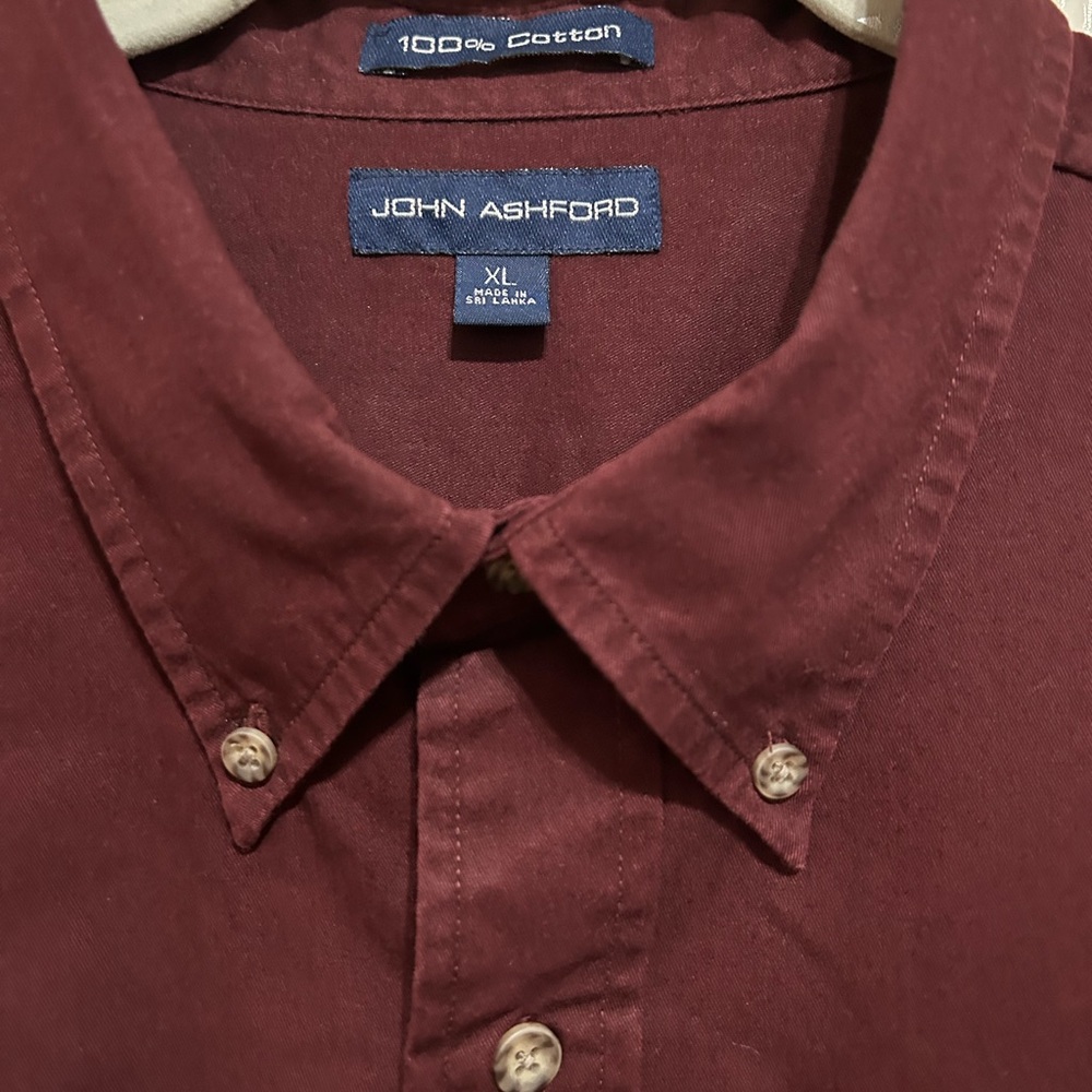 John Ashford Burgundy Button Down Shirt
